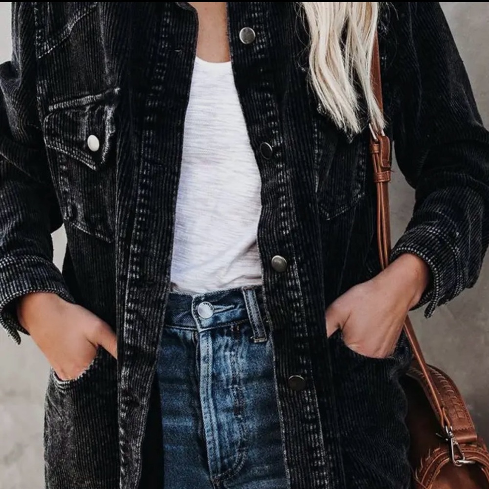 Plain Corduroy Open Button Long
Jackets